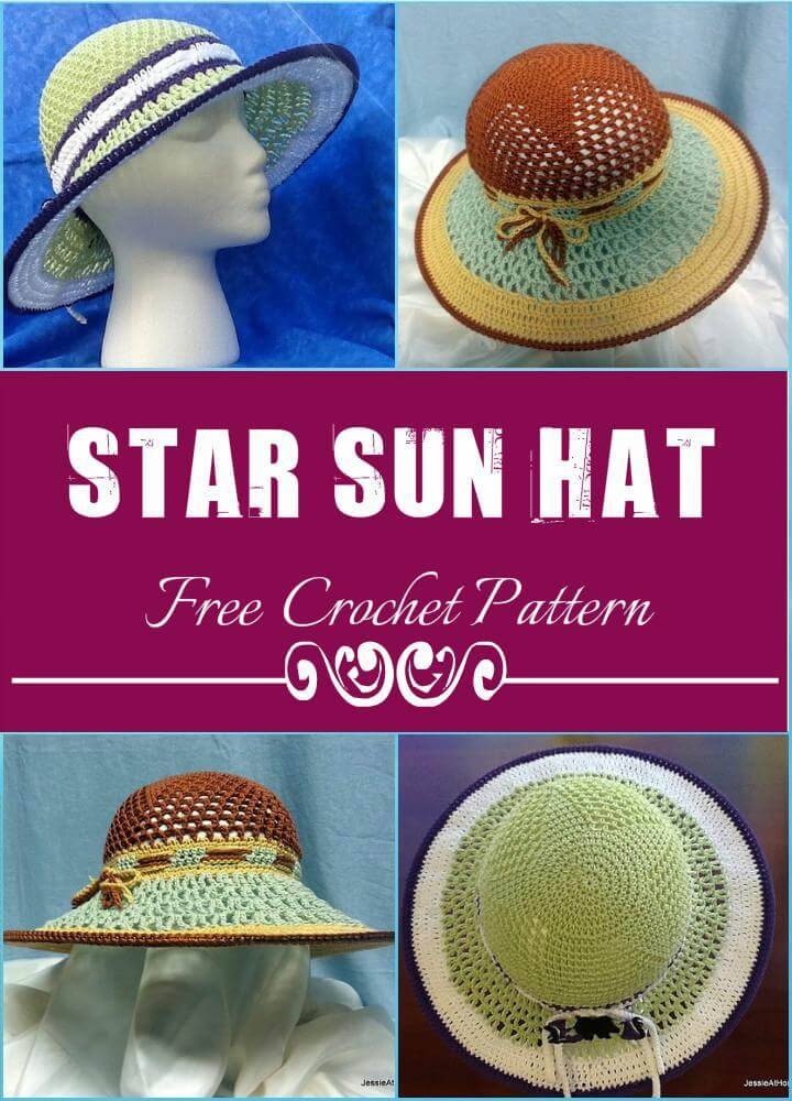 Star Sun Hat Free Crochet Pattern